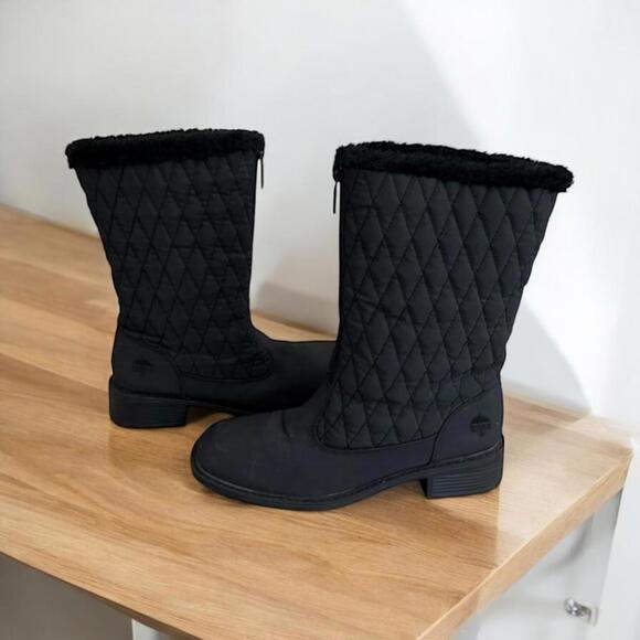 SOLD Totes Women's Boots Size 9M Quilted Upper Black Winter Boots with Fur Trim - Picture 8 of 8